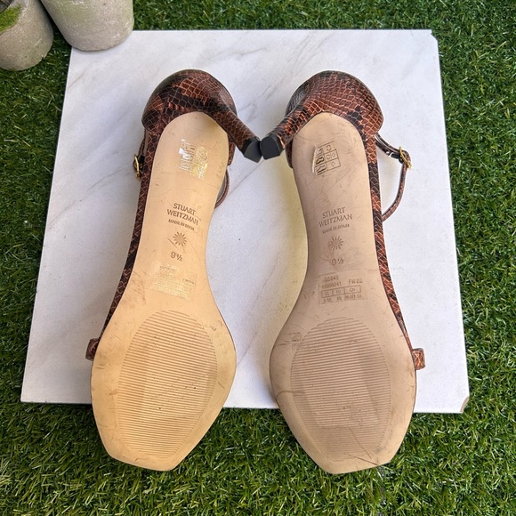 Stuart Weitzman Amelina 95 Snake-Embossed Leather Sandal Size 9.5 - Picture 5 of 12